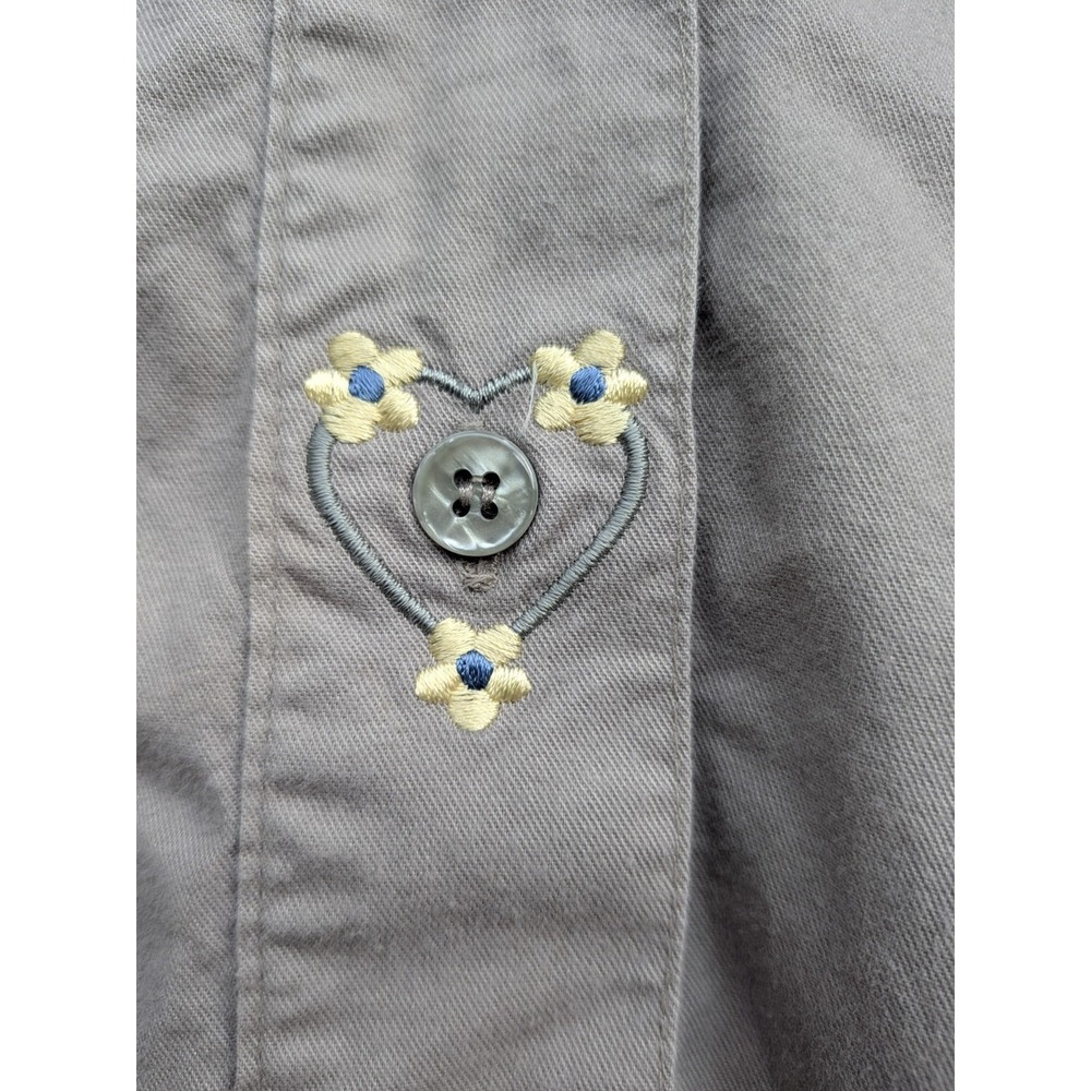Vintage Cottagecore Camp Utility Floral Embroidered Shirt Northern Territory Med